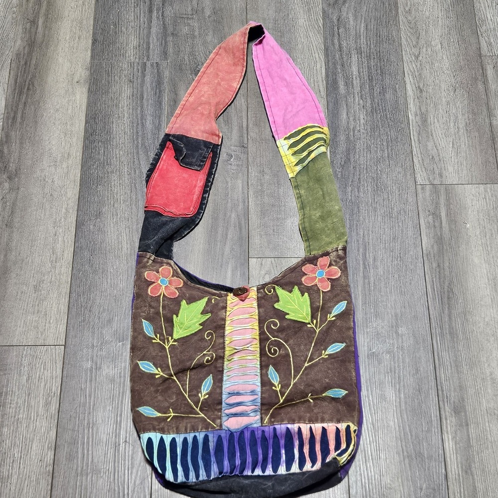 Boho Shoulder Bag‎ Sack Rising International Hippy Hobo Colorful  Pockets Nepal